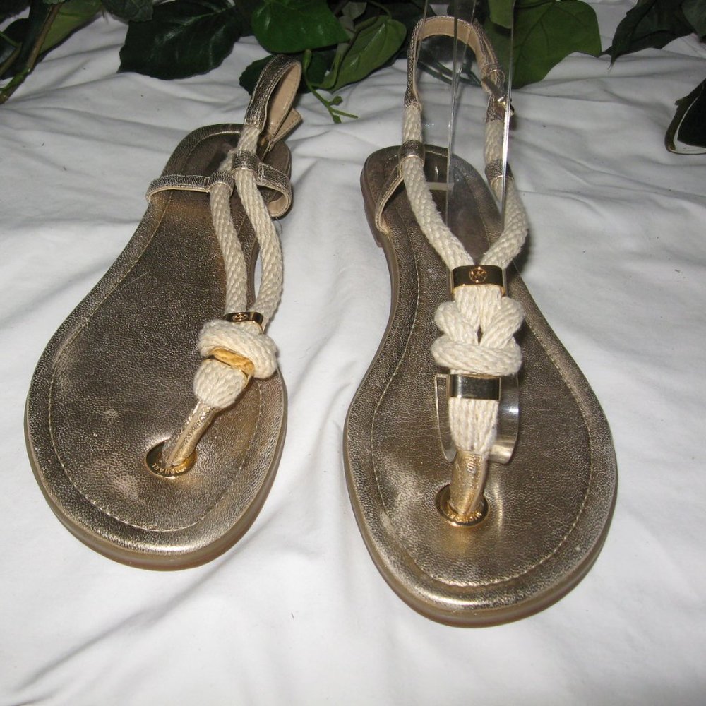 MICHAEL KORS GOLD AND ROPE SANDALS 9.5M